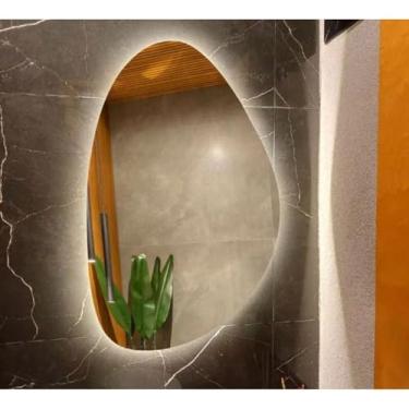 Imagem de Espelho Banheiro, Espelho OrgâNico Com Led Decorativo,Ideal Para Decorar Salas de Estar e Quartos(Luz Fria (sem fio),40x50)