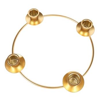 Imagem de Suporte de vela de guirlanda do advento, anéis de vela de Natal para velas cônicas, guirlanda do advento 4 castiçais para festival de Natal, festa em casa, decoração de igreja, ouro