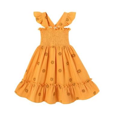 Imagem de Vestido infantil YOUNGER TREE bordado floral Boho 2-3T