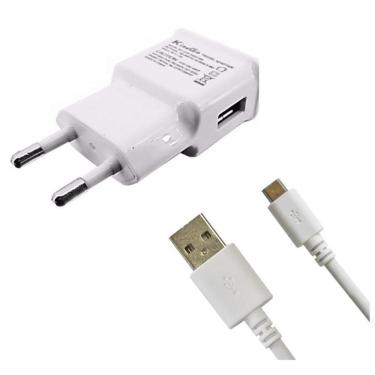 Imagem de Kit Carregador Galaxy J7 Neo Cabo Micro Usb V8 Branco Kingo Sm-j701mt