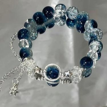Imagem de Pulseira feminina estrela galáxia lua fluindo design de estrela em nicho branqueamento doce namorada pulseira, Medium, Cerâmica, Ágata