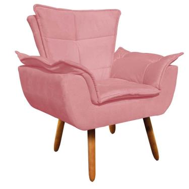 Imagem de Poltrona Opala Suede Rose Pés Palito Castanho D´rossi