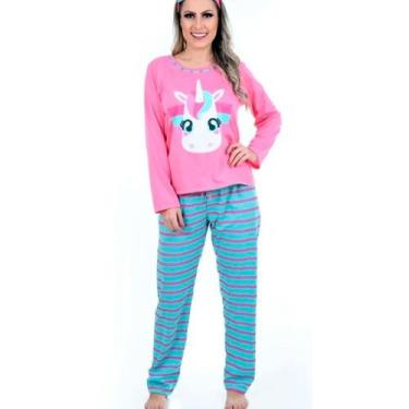 Imagem de Pijama de frio fechado estampado manga longa e calça conjunto inverno 