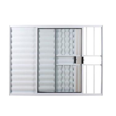 Imagem de Janela Veneziana 3 Folhas Móveis com Grade Vidro Liso 100x100 Ecosul Esquadrisul Branco
