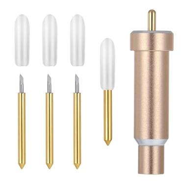 Imagem de 5 peças de lâmina de ponta fina premium e carcaça, substituição de lâmina de ponta fina compatível com Maker 3/Maker/Explore 3/Air 2/Air/One Lâminas de corte para vinil com glitter, cartolina, couro