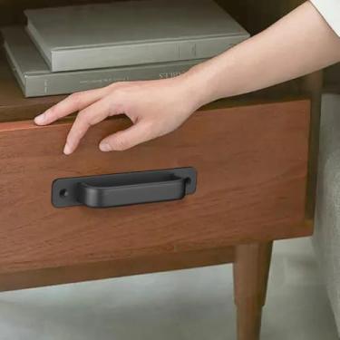 Imagem de Pacote com 2 maçanetas de porta de celeiro, puxador de porta de celeiro deslizante, puxador de placa de puxar resistente para armário de gaveta de guarda-roupa, interior/externo