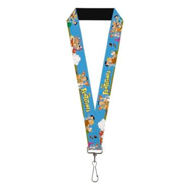Imagem de The Flintstones Lanyard, The Flintstones and Rubbles Group Pose Logo Blue, Elastic
