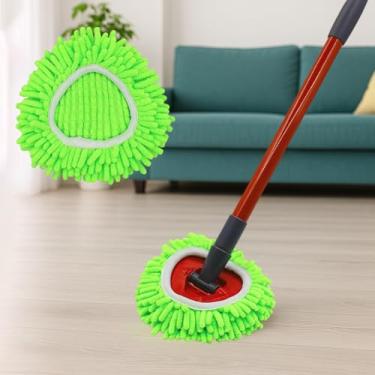 Imagem de 1 peça de cabeça de substituição de esfregão triangular de chenille – Almofada de esfregão de microfibra para limpeza de piso doméstico, lavável e durável (verde)