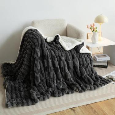 Imagem de Cobertor UKELER Sherpa Fleece 150x200cm Ultra Macio Cinza Escuro