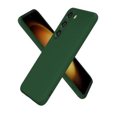 Imagem de oakxco Capa de silicone para Samsung Galaxy S23 Plus, ultrafina, fina, para mulheres, meninas, cor lisa, minimalista, estética, fofo, design feminino, gel de borracha macia com capa para câmera, verde