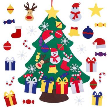 Imagem de Árvore de Natal de feltro JIALWEN para crianças pequenas com 26 orname
