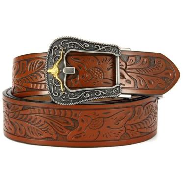 Imagem de Cinto CHAOREN Ratchet Western 1 3/8 Cowboy para jeans casuais masculin