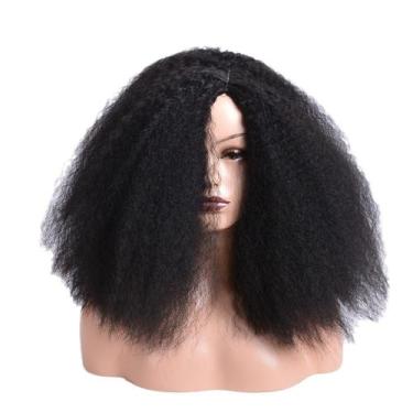 Imagem de Peruca de cabelo sintético estilo afro 38 cm preta para mulheres - yiw