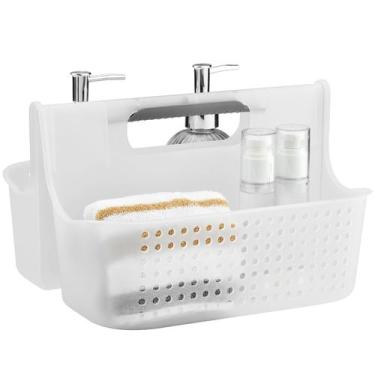 Imagem de Cesta de chuveiro de plástico portátil ALINK com alça Frost