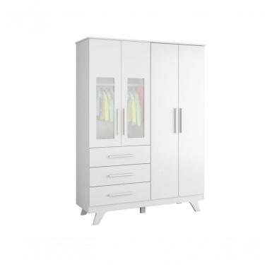 Imagem de Armário Retrô 4 Portas - Moveis Peroba Branco Brilho