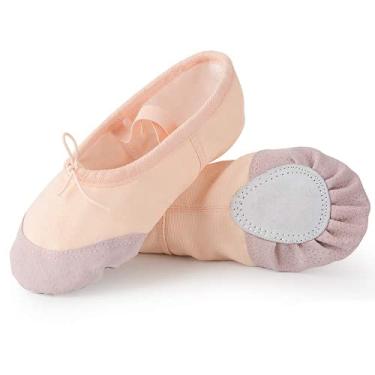Imagem de Bestgift Sapatilhas de balé sem cadarço adulto Sapatos de pata de gato Sapatos de dança para crianças Sapatos de ioga Sapatos de dança com sola macia Bege 39