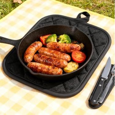 Imagem de Tapete de tecido de algodão resistente ao calor, suporte de panela de cozinha, multiuso, jogo americano antiqueimadura (preto)