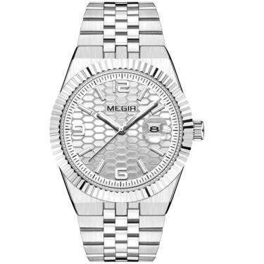 Imagem de relógio masculino pulseira de aço inoxidável quartzo à prova d´agua casual