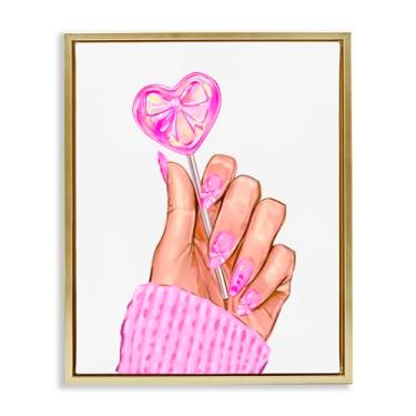 Imagem de Stupell Industries Arte de parede em tela flutuante marrom com laço rosa, estilo pirulito, design de Ziwei Li, 78 x 63 cm