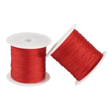 Imagem de 2 rolos de fio de nylon de 0,4 mm de fio de nylon de 0,4 mm, cordão de nó chinês, para fazer joias, colar, sino de vento, macramê, vermelho, vermelho
