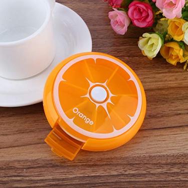 Imagem de Organizador semanal de comprimidos portátil de 7 dias com design ergonômico, recipiente compacto de vitaminas para gerenciamento diário da saúde (laranja)