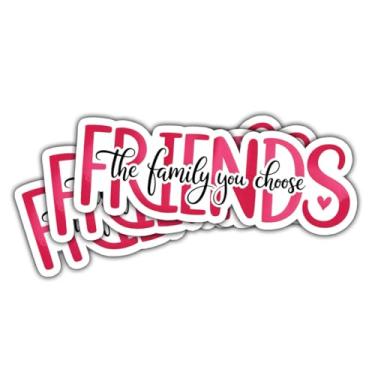 Imagem de Adesivos Friends - The Family You Choose (3 peças) Adesivos de vinil rosa fofos à prova d'água para laptops, garrafas de água, diários e presentes para melhores amigos, irmãs e colegas de quarto