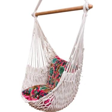 Imagem de Rede Cadeira Balanço Descanso Teto Suspensa Trançada Reforçada(Crua)