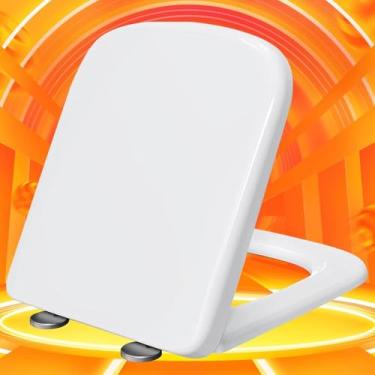 Imagem de Assento De Vaso Sanitário De Fechamento Suave Assentos De Vaso Sanitário Quadrados De Luxo Brancos Com Fixação Superior Simples, Assentos De Banheiro Padrão Com Amortec, White, 34 * 45cm