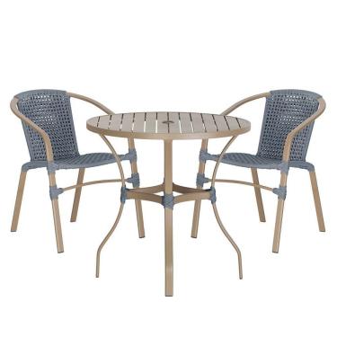 Imagem de 02 Cadeiras Floripa E Mesa Roma 80cm Fendi Trama Original Prata