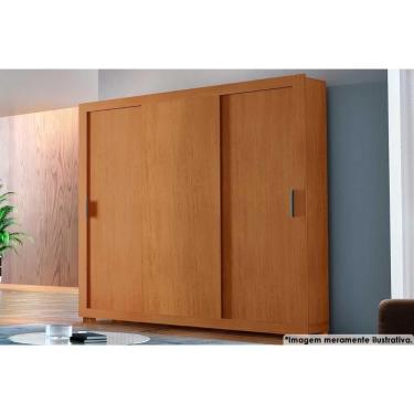 Imagem de Guarda Roupa 3 Portas De Correr E 4 Gavetas C/ Pés Veneza Flex Naturalle/ripado 3d - Rufato