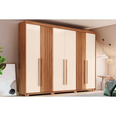 Imagem de Guarda Roupa Casal 6 Portas e 4 Gavetas c/ Pés Norton Nature/Off White - Henn