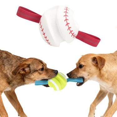 Imagem de LECHONG Bolas para cães com alças para puxar 2 peças, brinquedos interativos para cães, brinquedos para filhotes de cachorro para mantê-los ocupados, bolas de salto alto para cães, brinquedos de bola