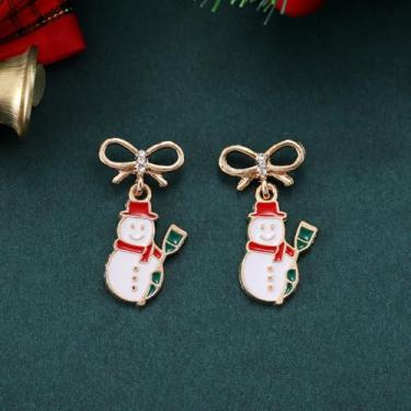 Imagem de Brincos de Natal para mulheres, árvore, Papai Noel, boneco de neve, brincos pendurados, roupas de Natal, acessórios de bijuteria, 2inch, Cobre, Sem pedra preciosa