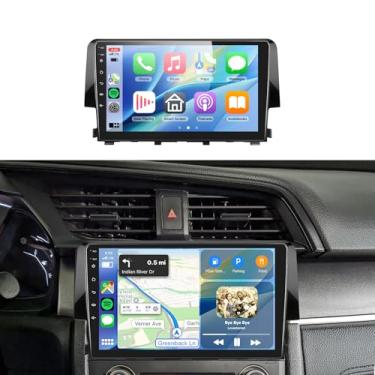 Imagem de 5/6GWiFi 8 núcleos Qualcomm 4G + 64G, rádio para Honda Civic 2016-2020 Rádio Android Estéreo para carro 5.1Bluetooth, Carplay sem fio, DSP Hi-Res, Android Auto, tela sensível ao toque IPS de 9