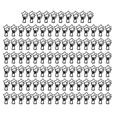 Imagem de 100 clipes de pasta em forma de estrela de metal bonito pequenos clipes de papel para documentos certificados bilhetes roupas material escolar de escritório (Preta)
