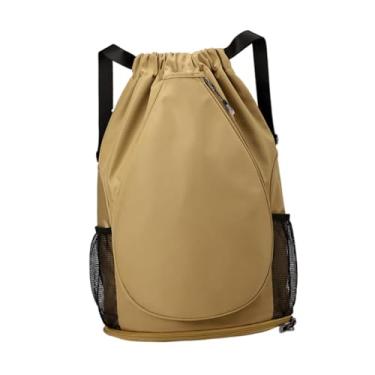 Imagem de oshhni Mochila de tênis, bolsa de badminton, presente versátil com alças de ombro ajustáveis, mochila esportiva para tênis, basquete, academia e atividades, Cáqui