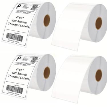 Imagem de MBLABEL Etiquetas térmicas diretas 4 x 6, etiqueta térmica de envio 10 x 15 compatível com Zebra 2844 Zp-450 Zp-500 Zp-505, adesivo permanente 450 etiquetas para impressora Rollo, MUNBYN, 4 rolos