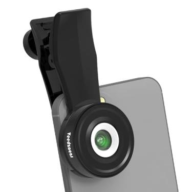 Imagem de Mini lente de microscópio de bolso 45X com luz LED ajustável de 2 níveis para smartphones iPhone Android, clipe de lente universal de rosca de 17 mm, cabo de dados USB-C, compatível com SmallRig e