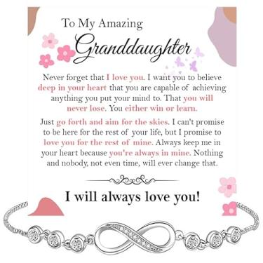 Imagem de KOLMALK Pulseira To My Granddaughter From Grandpa, Granddaughter Gifts From Grandma, Infinity Heart Bracelet For Granddaughters On Birthday Wedding, Infinity Bracelet For Her With Message Card
