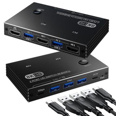 Imagem de Interruptor USB KVM para 2 computadores (USB 3.0 4 polegadas 4 saídas)