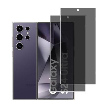 Imagem de YIFNTANG [Pacote com 2 protetores de tela de privacidade de vidro temperado para Samsung Galaxy S24 Ultra 5G, antiimpressões digitais, dureza 9H, antiespião, antiespião, compatível com Samsung Galaxy
