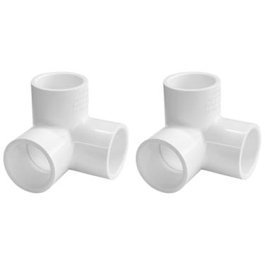 Imagem de LESSO Pacote com 2 acessórios para tubos de PVC, encaixes de 3 vias de cotovelo em T de 5 cm, saída lateral de grau de móveis de 5 polegadas, conector de PVC para conexão de barraca de tubo de estufa