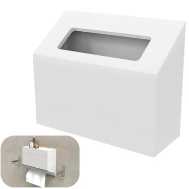 Imagem de NiHome Capa de caixa de lenços de madeira de pinho para toalhas de mão Kleenex, design de fácil recarga inferior, suporte vertical ou invertido de uso duplo com base antiderrapante para banheiro