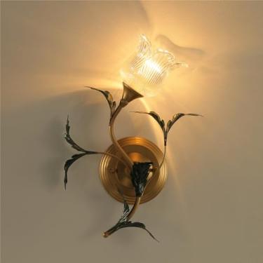 Imagem de Luminária de parede estilo pastoral americano, estilo francês criativo, para sala de estar, quarto, corredor, casa de campo, com LED e formato de flor (DB 1 lâmpada)