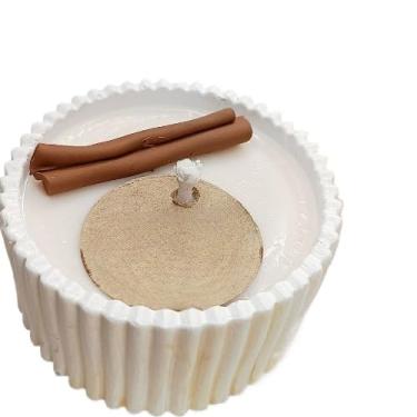 Imagem de Vela Aromática Lavanda Perfumada Artesanal Vegetal Vaso de Gesso Vasinho(1 Vela Canela (100g))