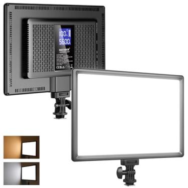 Imagem de Neewer Painel de luz ultra fino LED macio com visor LCD, baterias de lítio integradas, luz de vídeo bidirecional 3200-5600K CRI95+ na câmera para fotografia YouTube TikTok Live Stream Zoom Meeting