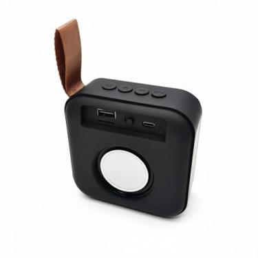 Imagem de Mini Caixa de Som Bluetooth Pocket Bass: Ultra Portátil com Alça de Tecido | Som Potente, Acabamento Emborrachado, USB, SD e Bateria Recarregável - Preto