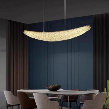 Imagem de Lustre moderno e criativo com cristais de primeira qualidade - Ideal para sala de estar e quarto (Faixa de gôndola para refeições de 1,2 m)