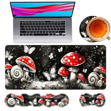 Imagem de TOEMZTFT Mouse pad grande e descanso de pulso para teclado, almofada de mesa para teclado e mouse, mouse pad grande para jogos 4 em 1 com suporte de pulso, tapete de mesa para jogos de estudo de
