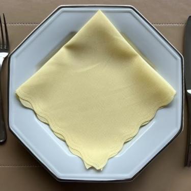 Imagem de Guardanapo de Tecido Oxford Kit 100 Acabamento a Laser 33 x 33 CM Mesa Posta (Amarelo Claro)
